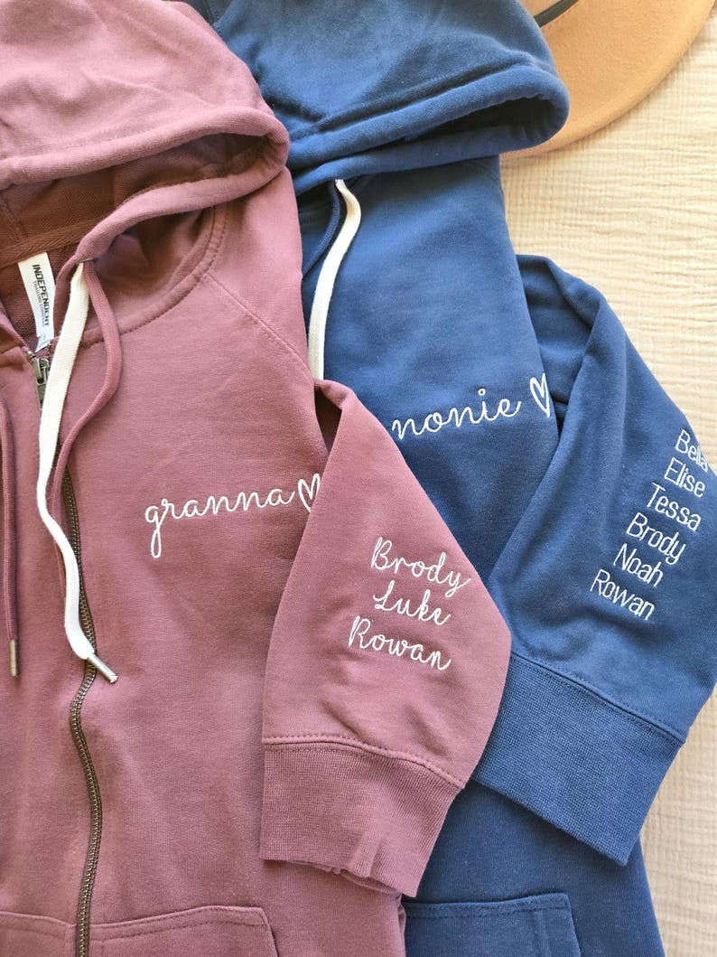 Custom Embroidered Full-zip Sweatshirt for Grandma | Mother's Day Gift
