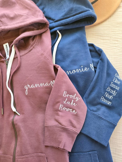 Custom Embroidered Full-zip Sweatshirt for Grandma | Mother's Day Gift