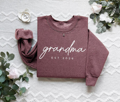 Personalized Grandma Est Heat Transfer Print Sweatshirt | Gift for Grandmother