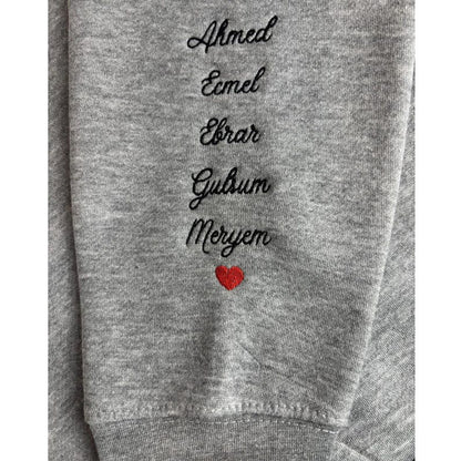 Custom Mama Hoodie with Heart – Personalized Kids Names Sleeve & Est. Year Embroidered Sweatshirt