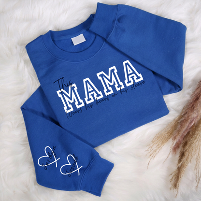Wear Your Heart on Your Sleeve – Personalized Print Mama Sweatshirt with Kids’ Names | for Mom Mother's Day Gift