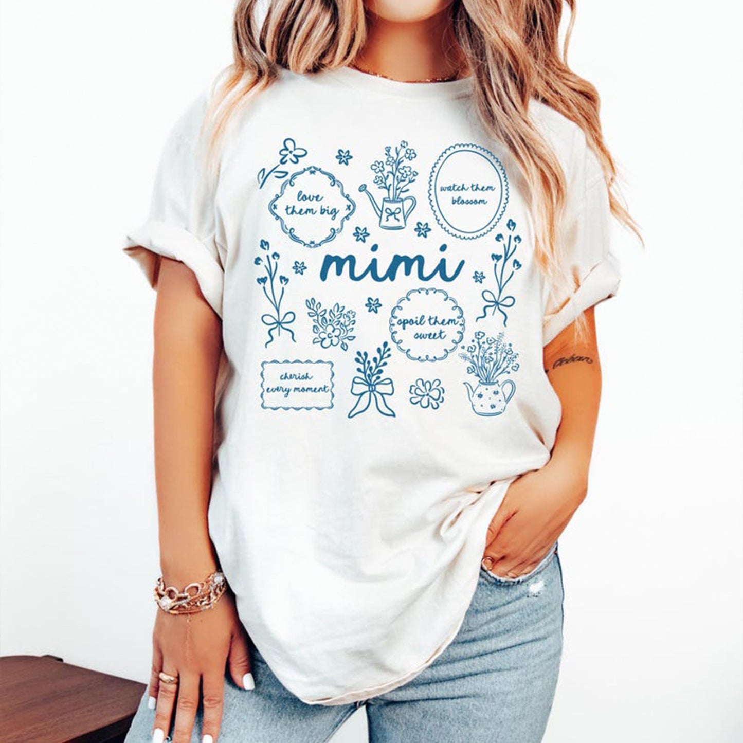 Custom Floral Grandma Heat Transfer Print Sweatshirt | Mother's Day Gift