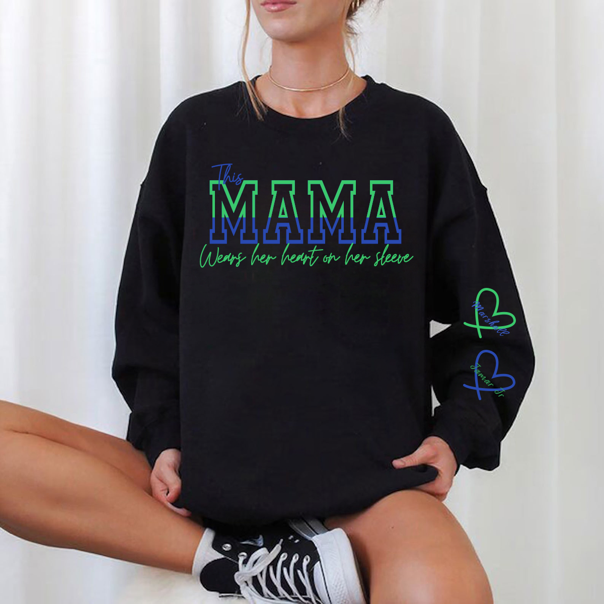 Wear Your Heart on Your Sleeve – Personalized Split Mama Sweatshirt with Kids’ Names | for Mom Mother's Day Gift