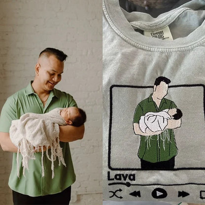 Custom Embroidered Photo Portrait Sweatshirt For papà, papá, dad