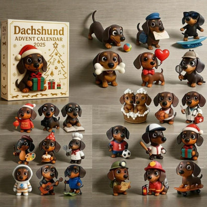 Dachshund Advent Calendar – 24-Day Christmas Countdown with Cute Sausage Dog Figures – Holiday Gift for Dog Lovers & Kids