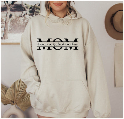Custom Mama Print Hoodie, Mom Hoodie With Kids Names, Mother's Day Gift