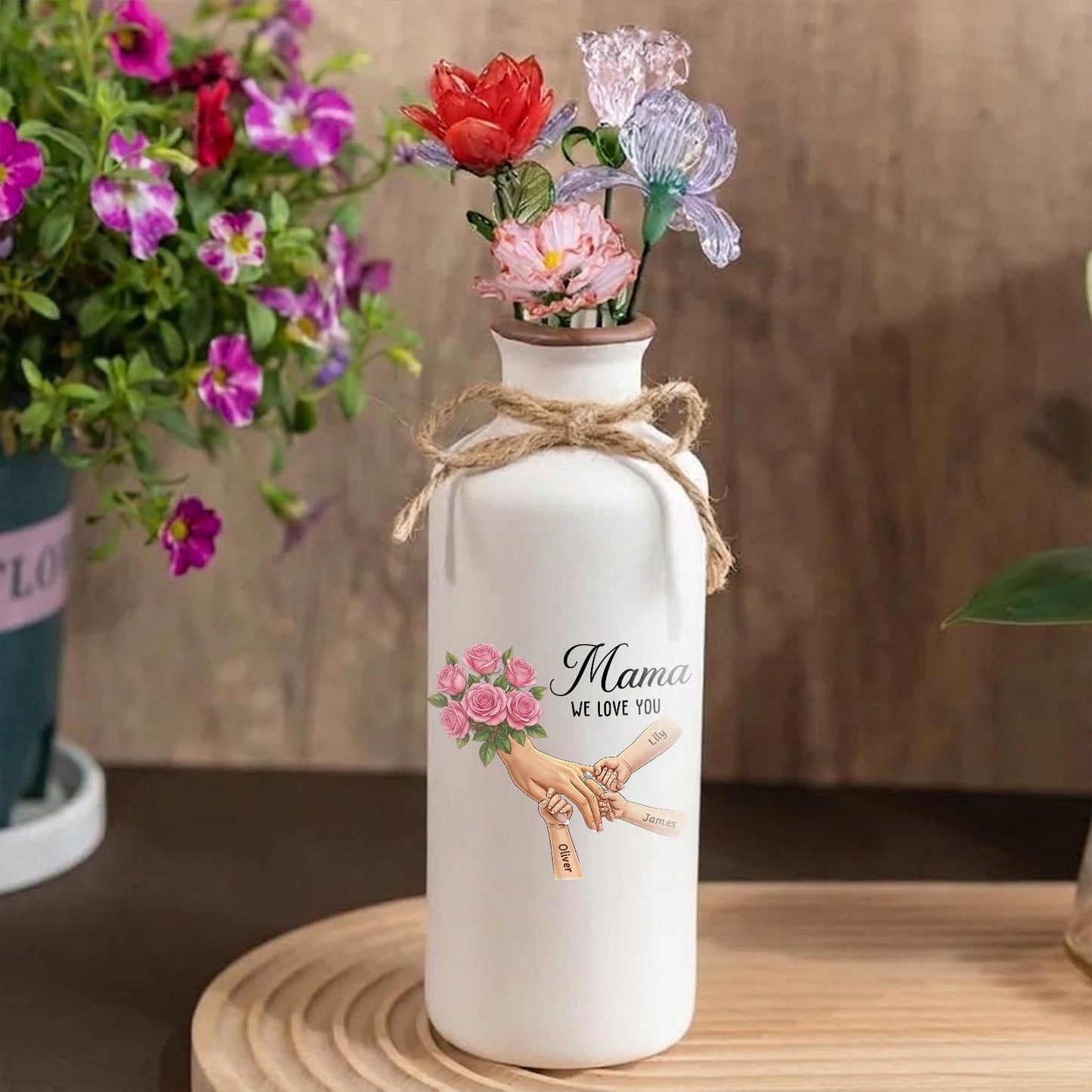 Personalized "Rose" Vase-Personalized Mama Holding Hands|Best Mother's Day Gift– Timeless Gift for Every Home