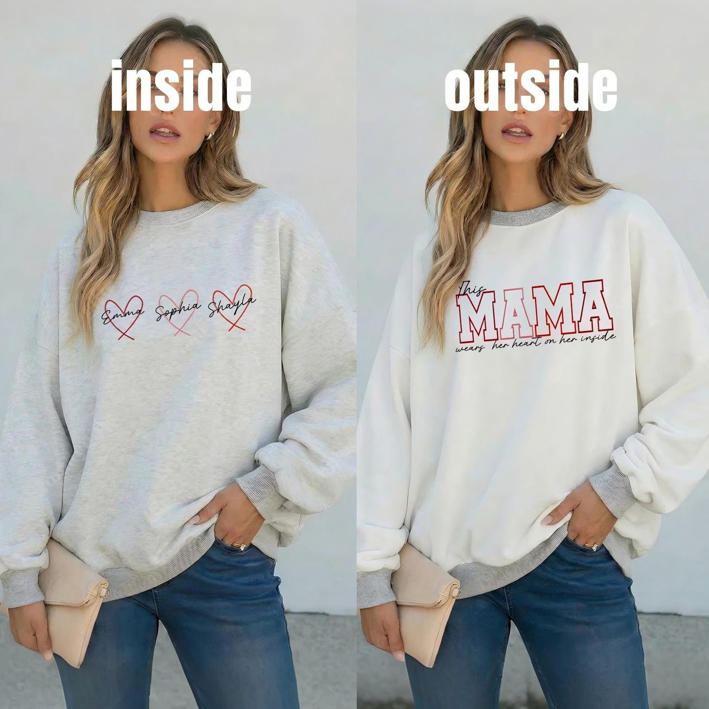 Wear Your Heart on the Inside – Custom Mama Reversible Sweatshirt |Mother's Day Gift