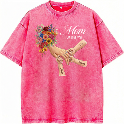 Custom Mommy Holding Hands Vintage Washed Sweatshirt | Mother's Day Gift