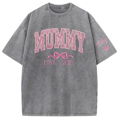 Mom glitter embroidered Washed T-shirt&sweatshirt mother day/personalized year.