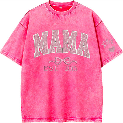 Mom glitter embroidered Washed T-shirt&sweatshirt mother day/personalized year.