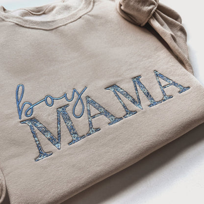Girl Mama Embroidered Sweatshirt with Floral Pattern Mama Sweatshirt Embroidered for Girl Mom Sweatshirt with Chinoiserie Pattern