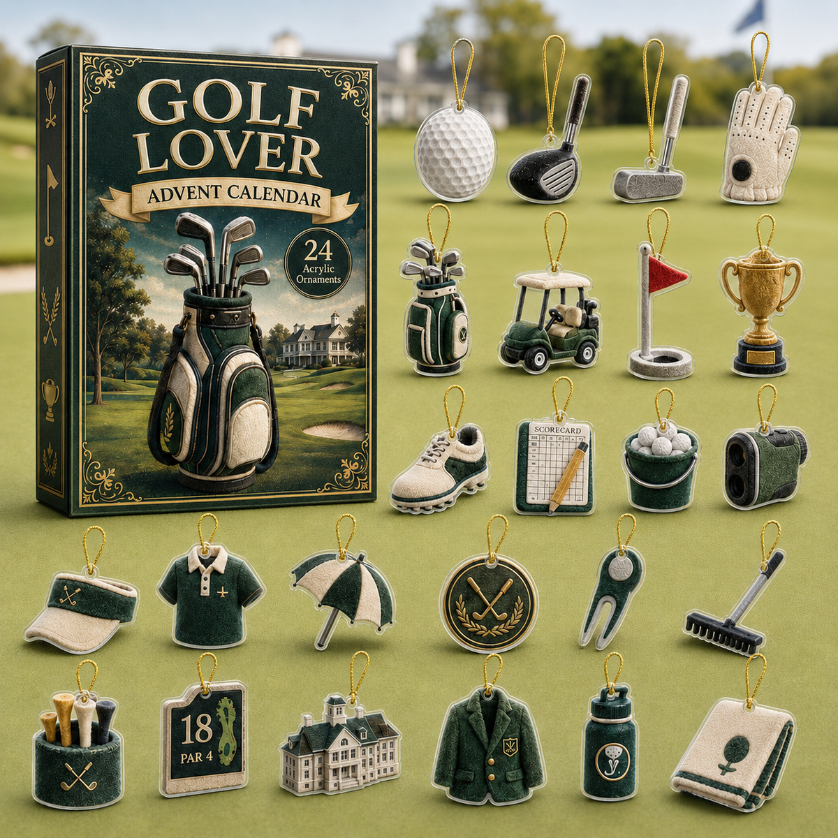 Golf Lover Advent Calendar 2026 - 24-Day Festive Countdown, Acrylic Charms Blind Box - Gift For Sports Lovers