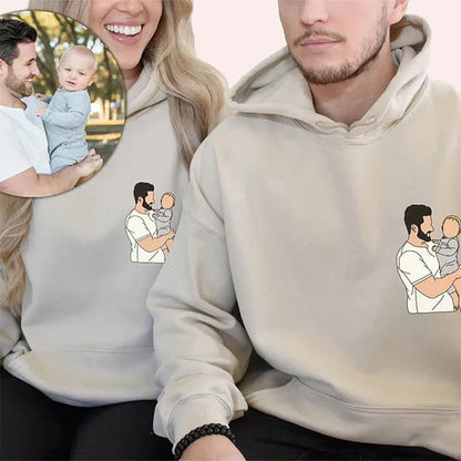 Custom Embroidered Photo Portrait Sweatshirt For papà,papá,pai