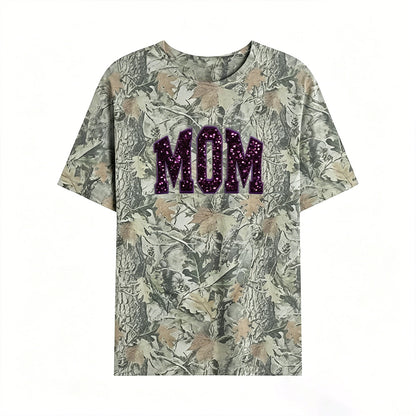 Custom Sequin MAMA Camo Sweatshirt Embroidered Sequin T-Shirt Hoodie | Mother's Day Gift