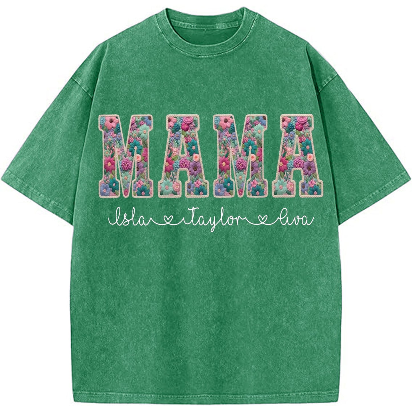 Personalized Floral "MAMA"  Vintage Washed Sweatshirt – Custom Kids Names Gift for Mom