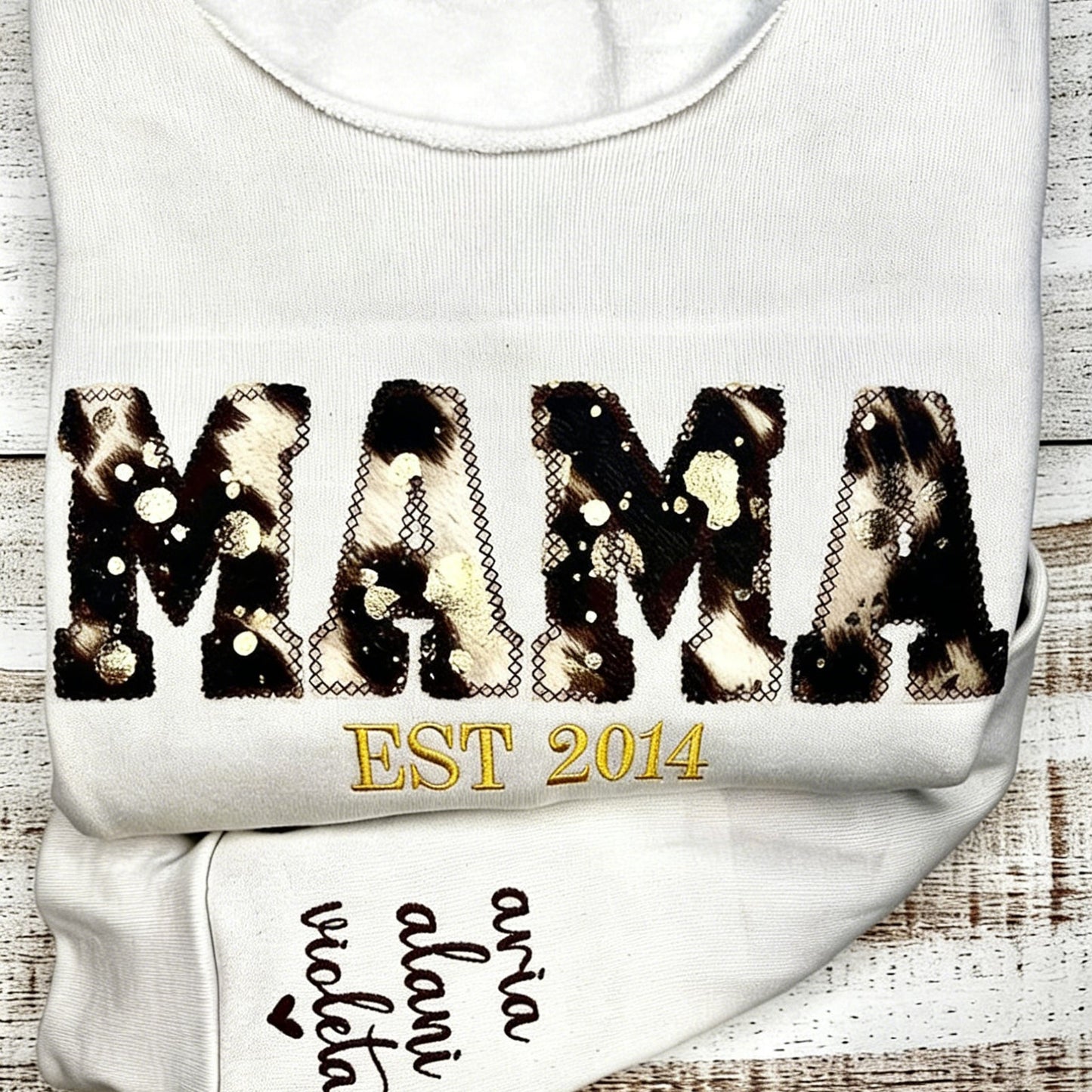 Custom Embroidered Cow Print MAMA Sweatshirt |  Mother’s Day Gift