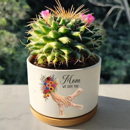Personalized Plant Pot-Personalized Mom Holding Hands|Best Mother's Day Gift– Timeless Gift for Every Home