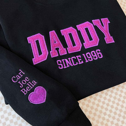 Custom Embroidered Glitter Vinyl DAD Sweatshirt | Gift For Dad & Grandpa