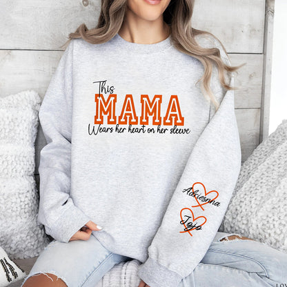 Wear Your Heart on Your Sleeve – Personalized Print Mama Sweatshirt with Kids’ Names | for Mom Mother's Day Gift