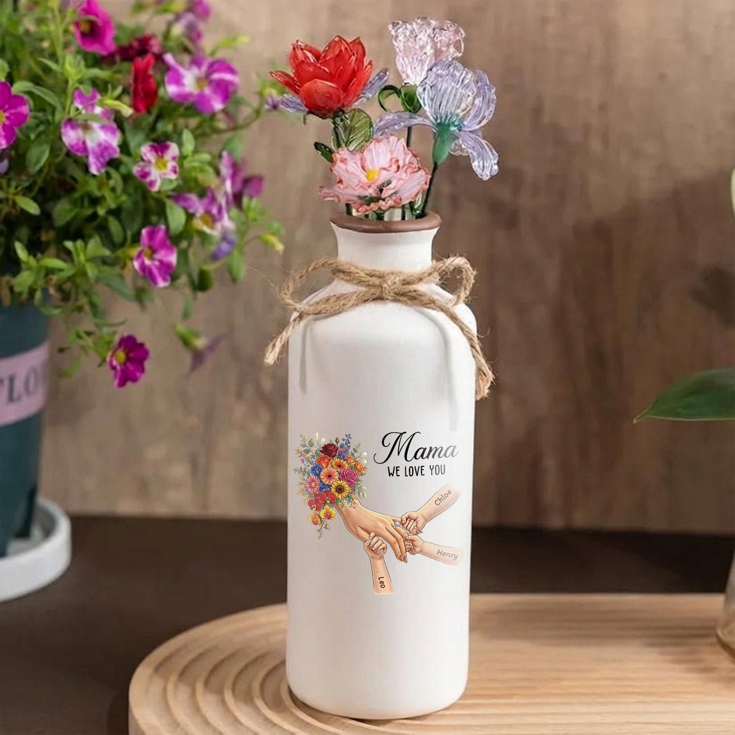 Personalized "Mother's Day Bouquet" Vase-Personalized Mama Holding Hands|Best Mother's Day Gift– Timeless Gift for Every Home