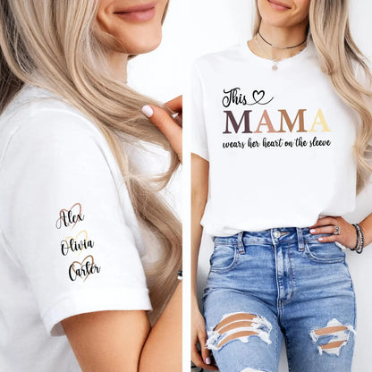 Wear Your Heart on Your Sleeve - Custom Sweatshirt with Names On Sleeve - Mother's Day Gift
