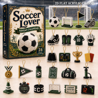 Soccer Lover Advent Calendar 2026 - 24-Day Festive Countdown, Acrylic Charms Blind Box - Gift For Sports Lovers