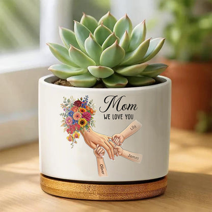 Personalized Plant Pot-Personalized Mom Holding Hands|Best Mother's Day Gift– Timeless Gift for Every Home