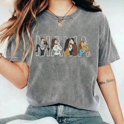 Custom Photo Portrait Embroidery Washed Sweatshirt, Gift For Mum/Family
