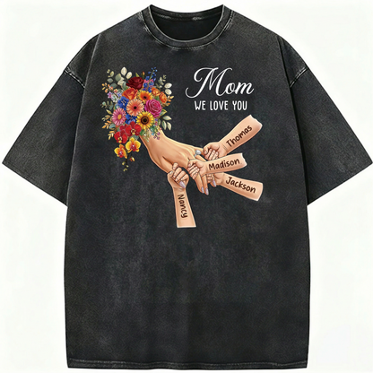 Custom Mommy Holding Hands Vintage Washed Sweatshirt | Mother's Day Gift