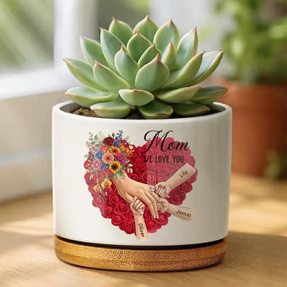 Personalized Large Plant Pot-Personalized Mom Holding Hands|Best Mother's Day Gift– Timeless Gift for Every Home