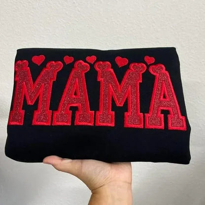 Custom Hearts Glitter Embroidered Nickname Applique Sweatshirt