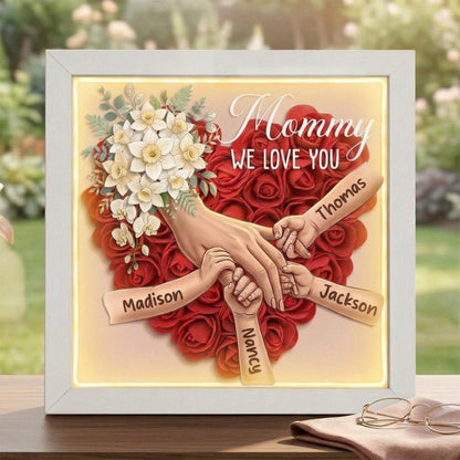 "Daffodil"-Personalized Mom Holding Hands  Shadow Box-Mother's Day Remembrance Frame, In Loving Memory Gift