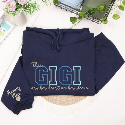 Custom Embroidered This Gigi Wears Her Heart on Her Sleeve Sweatshirt | Mother's Day Gifts