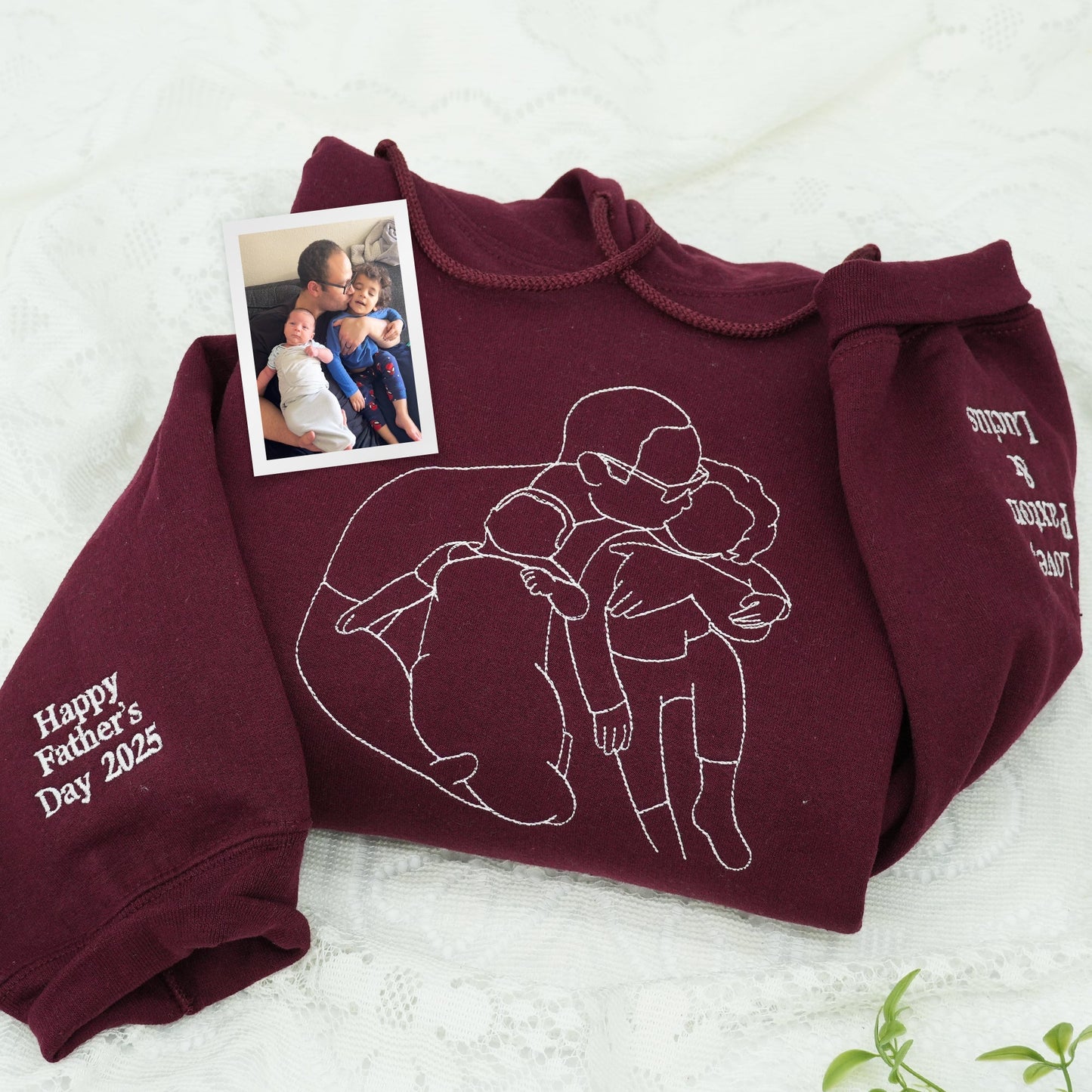 Custom Embroidered Photo Portrait Sweatshirt Gift for papà,papá,pai