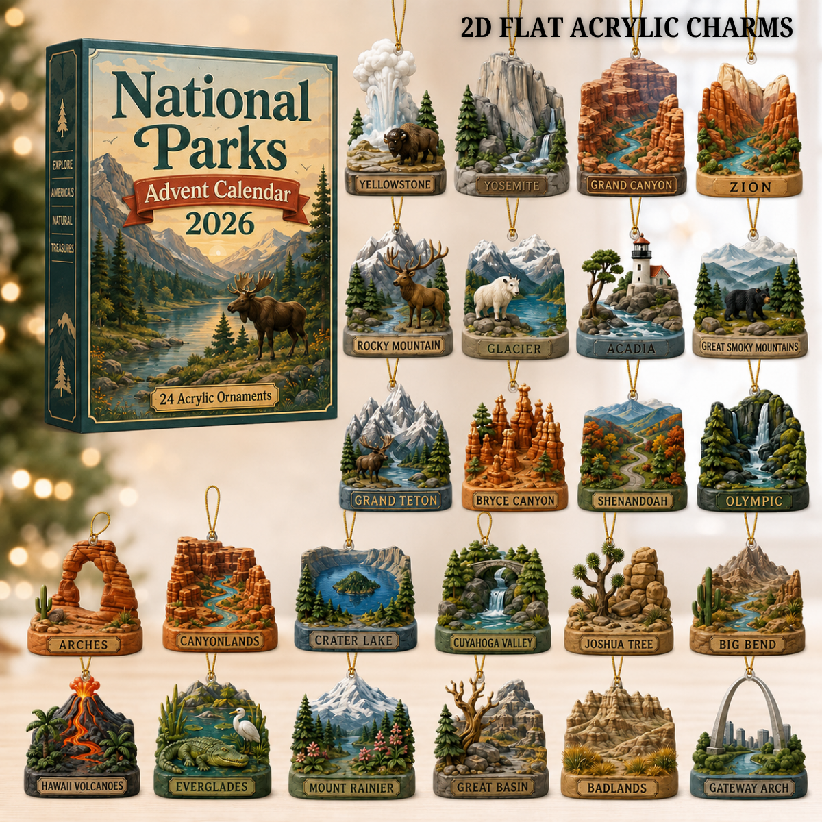 ational Parks Advent Calendar 2026 - 24-Day Festive Countdown, Acrylic Charms Blind Box - Gift For Family & Friends