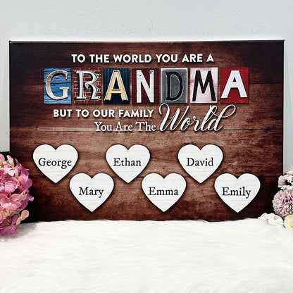 Personalized You Are The World Custom Names Canvas | Mother's Day Gifts
