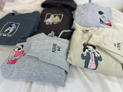 Custom Embroidered Photo Portrait T-shirt Hoodie For Mom - Unique Mother's Day Gift