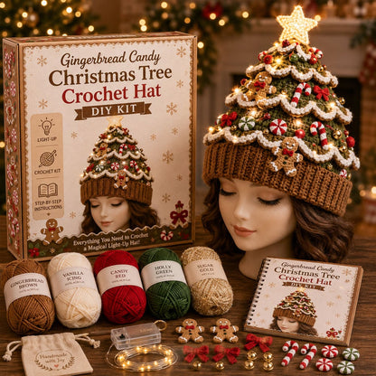 Light-Up Christmas Tree Crochet Hat DIY Kit
