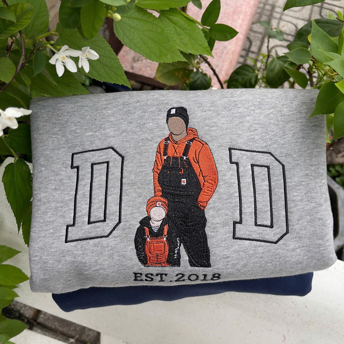 Custom Embroidered Portrait Sweatshirt for Dad | Father's Day Gift