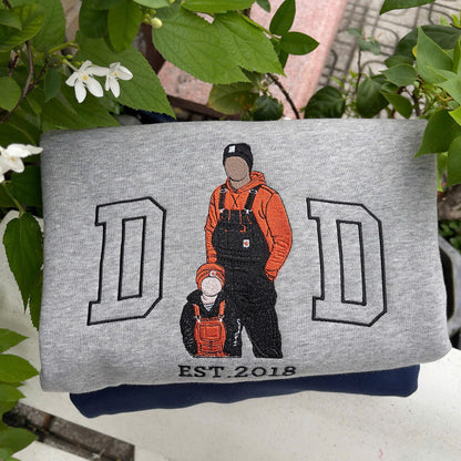 Custom Embroidered Portrait Sweatshirt for Dad | Father's Day Gift