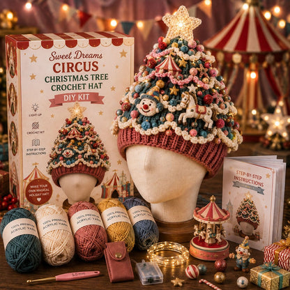 Light-Up Christmas Tree Crochet Hat DIY Kit