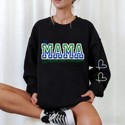 Wear Your Heart on Your Sleeve – Personalized Glitter Split Mama Sweatshirt with Kids’ Names | for Mom Mother's Day Gift
