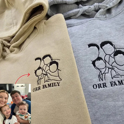 Custom Parent-Child Photo Outline Embroidered Sweatshirt - Surprise Mother's Day gift
