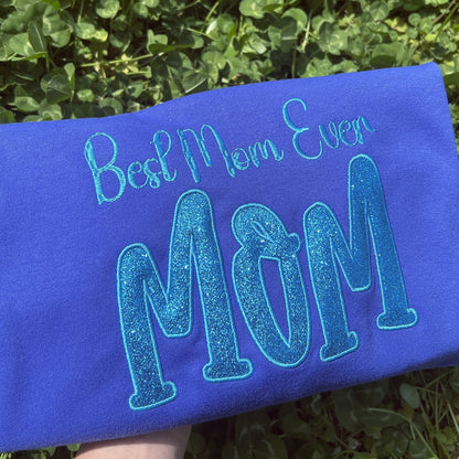 Custom Mom's Glitter Embroidered T-shirt and Sweatshirt | a gift for mom with a warm word
