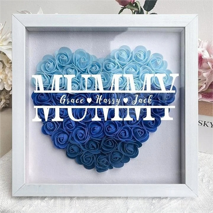 Custom Personalized Mum Flower Shadow Box With Kids Name | Mother’s Day gift