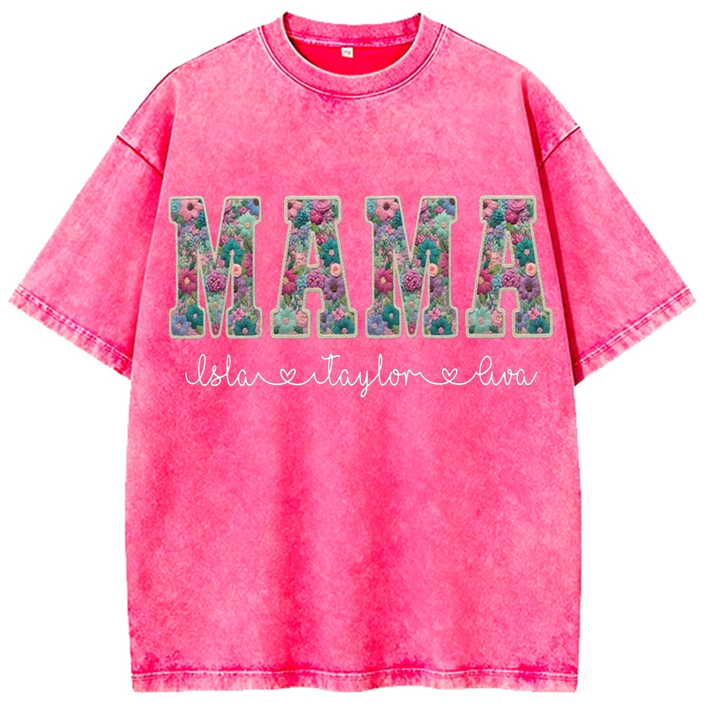Personalized Floral "MAMA"  Vintage Washed Sweatshirt – Custom Kids Names Gift for Mom