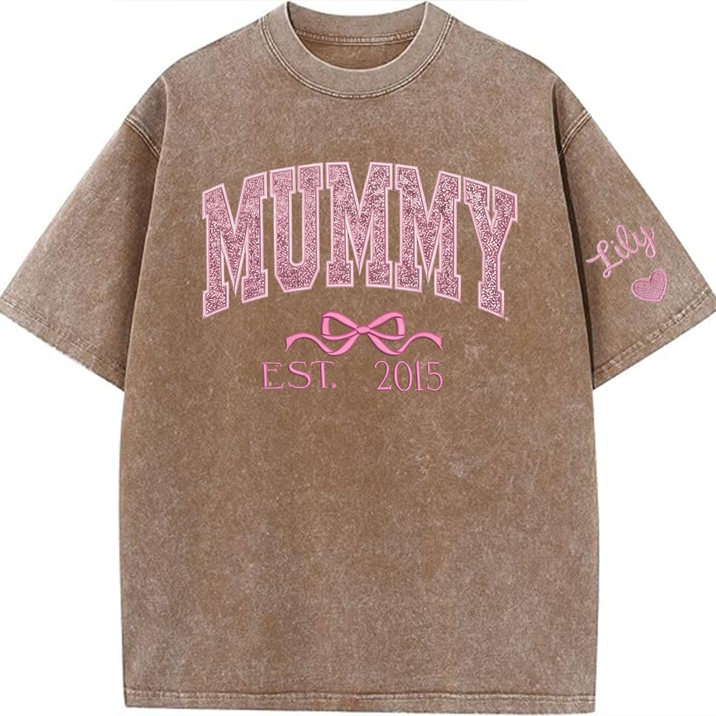 Mom glitter embroidered Washed T-shirt&sweatshirt mother day/personalized year.