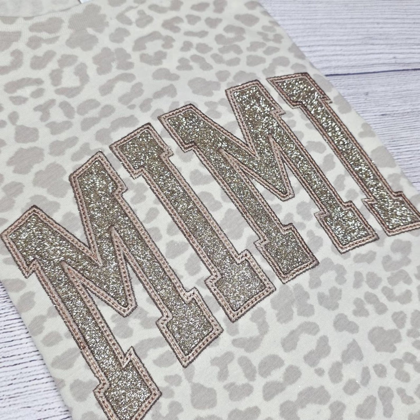 Custom Embroidered Leopard Mama Shirt Black Glitter Monochromatic Tee Mothers Day Gift for Mom
