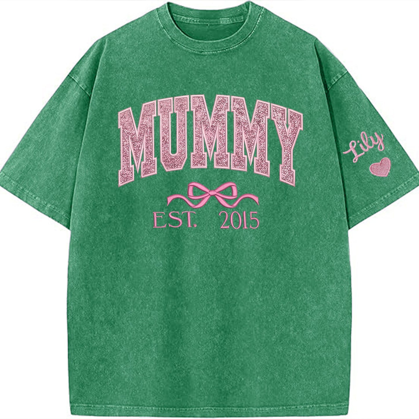 Mom glitter embroidered Washed T-shirt&sweatshirt mother day/personalized year.